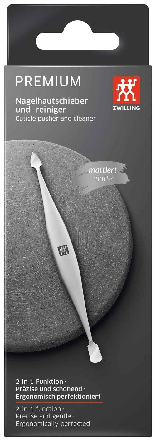 ZWILLING Cuticle Pusher (nail cleaner, double ended tool, suitable for natural and artificial nails), Premium, Silver, 5 inch