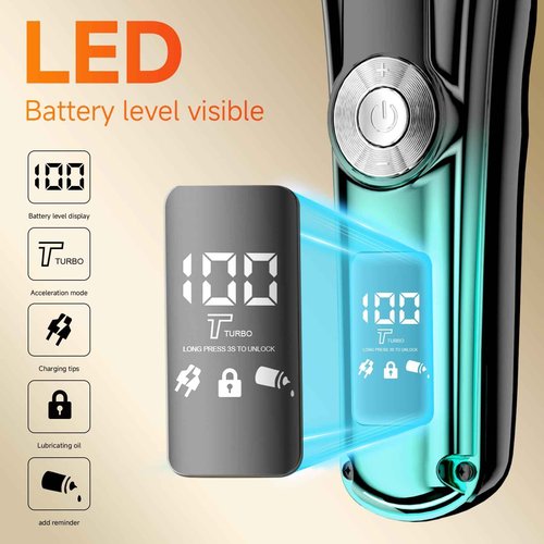 KOMINGDON 20 Piece Hair Clipper Beard Trimmer for Men, All-in-One Men's Grooming Kit for Nose,Ear,Body,Mustache, Cordless Electric Shaver Razor with IPX7 Waterproof,120-Min Runtime,LED Display