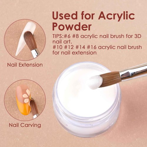 Rolabling 1pc 10#Kolinsky Sable Nail Brush with 1pc 12# Kolinsky Sable Nail Brush Set