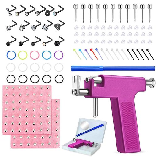 JOYTOYOU 567PCS Reusable Body Piercing Gun Tool Set Professional Ear Nose Lip Piercing Machines with Piercing Studs Retainers Earrings for Home and Salon Use Colorful