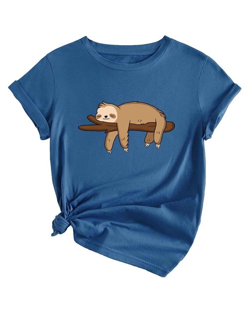 SOLY HUX Women's Cute Graphic Tees Cartoon Casual Summer Tops Short Sleeve T Shirts Blue Cartoon M