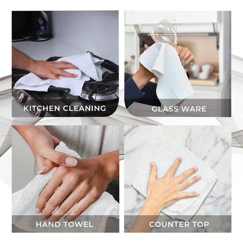 Avalon Towels Cotton Washcloths – (Pack of 60) Size 12x12 Inches, 100% Ring Spun Cotton, Soft & Absorbent Face Towels, Gym Towels, Hotel and Spa Quality, Reusable Fingertip Towels (White)