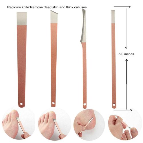 Professional Pedicure Manicure Tools Kit - Erkangsm 8 in 1 Stainless Steel Pedicure Set,Toenail Nipper,Pedicure Knife,Toenail Lifter,Nail Clipper,PU Leather Travel Case,Pink