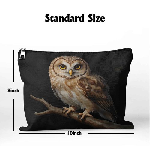 Cafl Majestic Perched Owl Makeup Bag for Women Large Capacity Make Up Bag Portable Travel Cosmetic Bag Toiletry Pouch Organizer 10 * 8inch