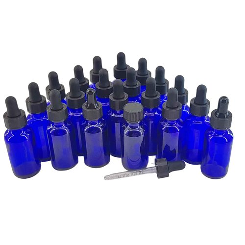 Parfumlism 20 Pcs 1oz Cobalt Blue Dropper Bottles (30ml) with Graduated Glass Pipette, Stylish & Leak-Proof for Facial Serums, Gifting & Beauty Care