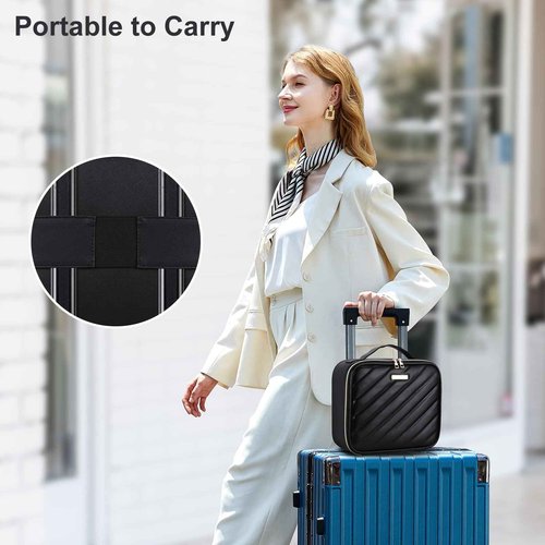 Pretty Comy Travel Makeup Bag with Led Mirror, Portable Makeup Train Case Led Makeup Bag with Mirror Makeup Organizer Bag Travel Organizer Bag Makeup Case Ideal Gifts for Mom Women
