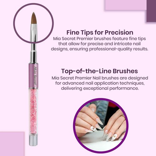 Mia Secret PREMIER NAIL BRUSHES 100% Kolinsky Hair MADE IN USA Prenium Nail Art Brushes (Pink, 4 OR (3D))