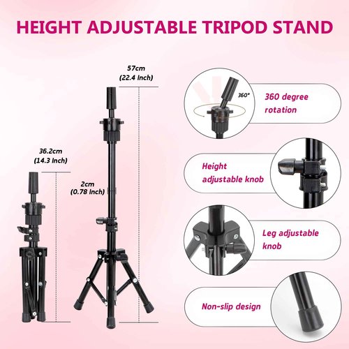 Mannequin Head with 80% Human Hair & Adjustable Manikin Head Tripod - 28" Cosmetology Practice Doll for Hairdresser (28 Inch-Tripod Set with Styling Tools)