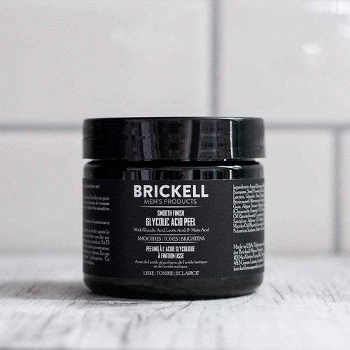 Brickell Men's Smooth Finish Glycolic Acid Peel For Men, Natural and Organic, Anti-Aging Peel for Wrinkles, 2 Ounce, Scented