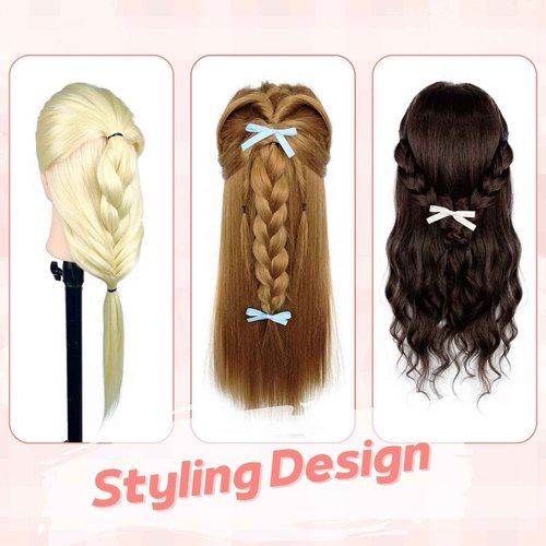 MQHIHI Mannequin Head Human Hair, 80% Real Hair Cosmetology Manikin Head for Practice Braiding Hairstyling Cutting with Free Clamp Holder and Tools (Light Brown)