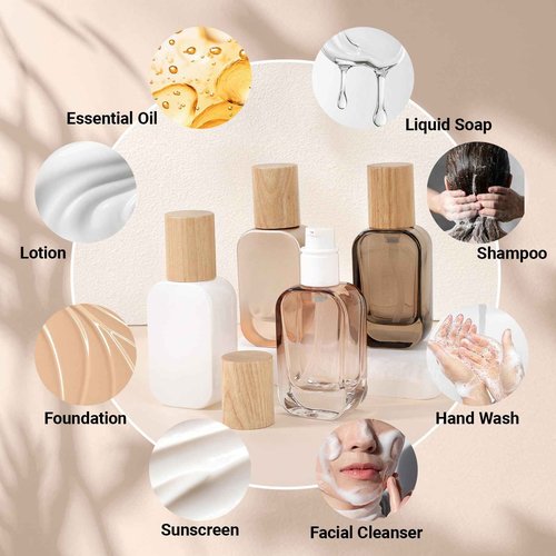 Segbeauty 1oz Empty Glass Lotion Dispenser with Pump, 4pcs Glass Travel Pump Bottle Refillable, 30ml Mini Travel Lotion Container for Toiletries in Mixed Color, Leakproof Small Bottles for Liquids