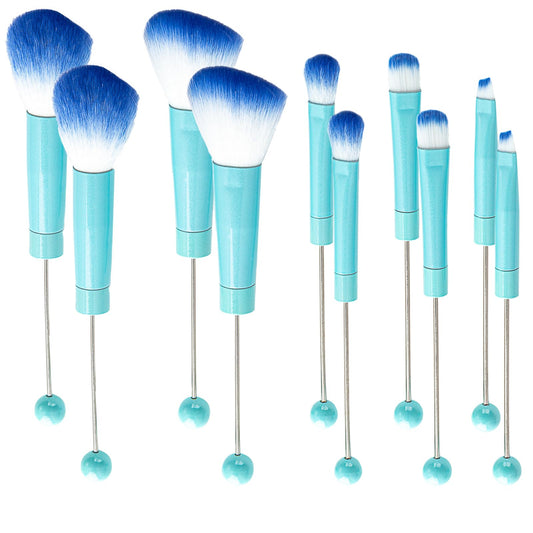 10Pieces Beadable Makeup Brushes Diy Makeup Comestic Brushes Beaded Brushes Kit for DIY Beaded Eyeshadow Brush (Beadable Makeup Brushes-10pieces=2Sets)-Blue