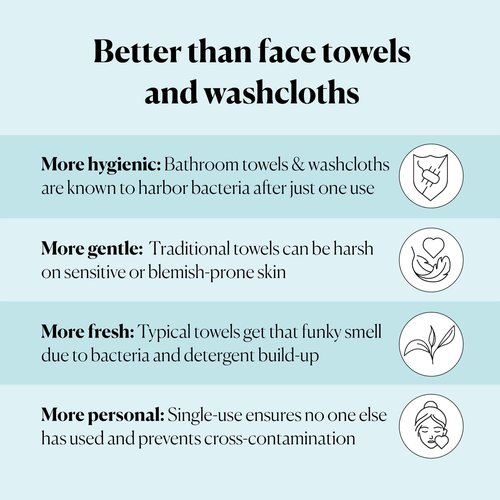 Sky Organics - Gentle Clean Face Towels (2-Pack) - 100 XL Single-Use Face Wipes - Ultra Soft & Dual Textured - Disposable Towel - Makeup Remover Wipes - Cruelty Free - Skin Care Tools - Self Care