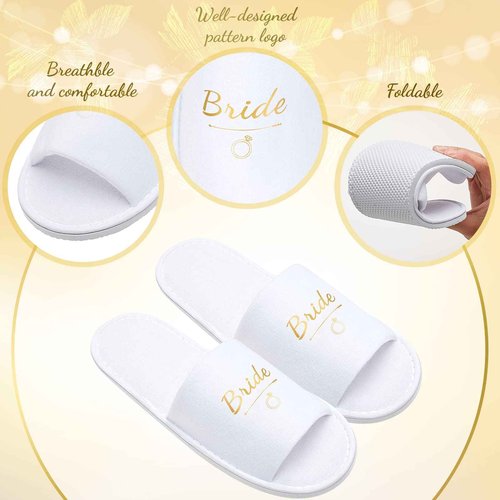 Ramede Set of 12 Bridesmaid Slippers Disposable Wedding Bride Slippers Bulk Bridesmaid Gifts for Wedding Day Bridal Party Women Bachelorette Party Favor(1 Size)