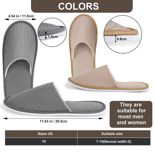 SynoRiver 10 Pairs Spa House Slippers, Non Slip Disposable Slippers For Guest, Washable Reusable, Can be Used as Women Men, House, Indoor, Bathroom, Bedroom, Hotel, Bride (Polar fleece（Grey）