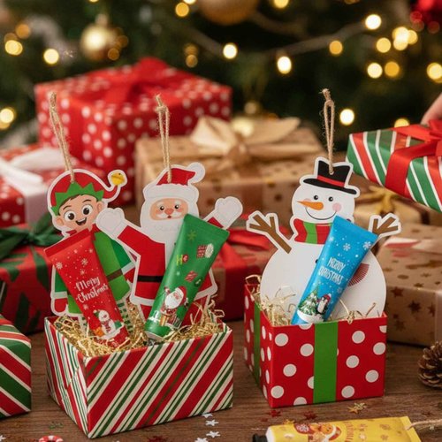 Swiffen 72 Set 144 Pcs Christmas Hand Cream Bulk Lotion Christmas Holiday Gifts Tree Ornament Travel Size Mini Hand Lotion Card Dry Cracked Xmas Stocking Stuffer for Women Coworker (Xmas Style)