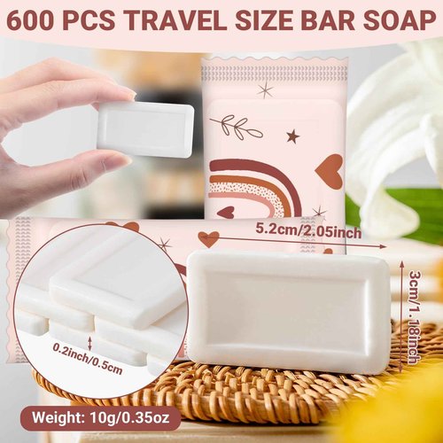 Kacctyen 200 Pcs 0.35 oz Mini Hotel Soap Bars Bulk Individually Wrapped Rainbow Hand Soap Bars Travel Size Toiletries for Hospitality Guest Holiday Rentals