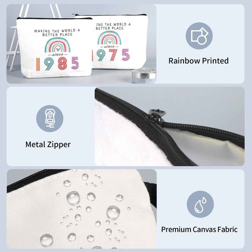 MSQ 40th Birthday Gifts for Women Makeup Bags, Sweet 40th Gifts Friendship Gift Ideas for Her Women Teens Sister Funny Cosmetic Bag Travel Toiletries Bags Since 1985 Bday Gift from Mom