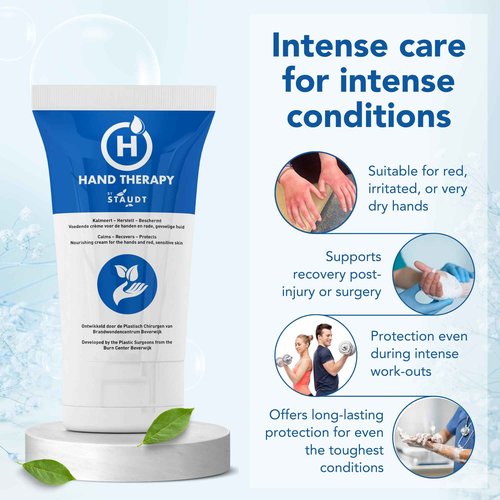 STAUDT Premium Hand Therapy Cream for Cracked, Dry or Irritated Hands with Shea Butter & Hyaluronic Acid - non greasy, fast absorbing hand lotion - Protection for hands in toughest working conditions