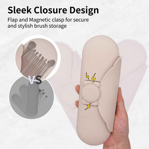 DivaDwell Depot Silicone Makeup Brush Holder with Cleaning Pad - Travel Brush Organizer Case, Magnetic Closure Waterproof Cosmetic Bag for Easy Storage & On-the-Go Cleaning (9.05 Inch)