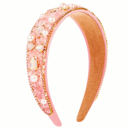 MUQINGWAN Ladies Fashion Headband, Personality Rhinestone Decoration Candy Color Headband Girls Headband Party Headband Accessories Accessories Jewelry… (pink)