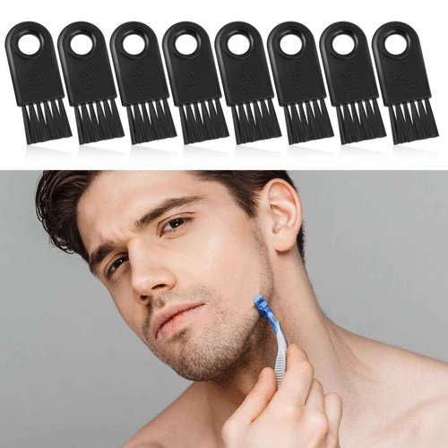 8 Pcs Shaver Cleaning Brush Set for Electric Hair Clippers - Razor Cleaner Nylon Hair Brush Set (Black)