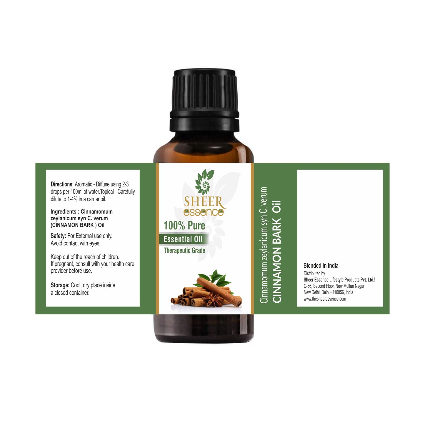 Cinnamon Bark Oil (Cinnamomum Zeylanicum Syn C. Verum) Essential Oil 100% Pure Natural Undiluted Uncut Therapeutic Grade Oil 0.33 FL.OZ