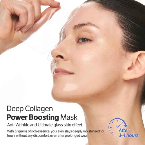 Tiktok Trend Items Wrinkle Free Boosting DUO: Deep Collagen Power Boosting Mask (4ea) & Deep Collagen Power Boosting Cream In Serum, Self-Care Gift Set for Women & Moms, Korean Skincare