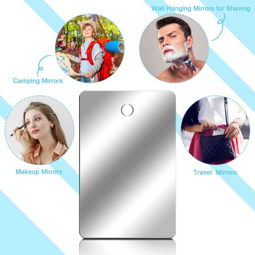 Amyhill 10 Pcs Featherweight Camping Mirror Shatterproof Compact Small Mirrors Bulk for Pocket Travel Shaving Makeup Hanging Wall Men Women Bathroom, 4.3 x 2.8 Inch