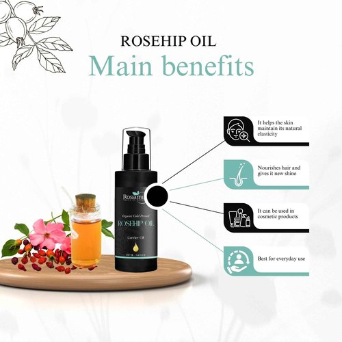 COLD PRESSED ROSEHIP OIL - 100% Pure and Natural Moisturizing Face, Hair, Body, Skin Care, 100ml