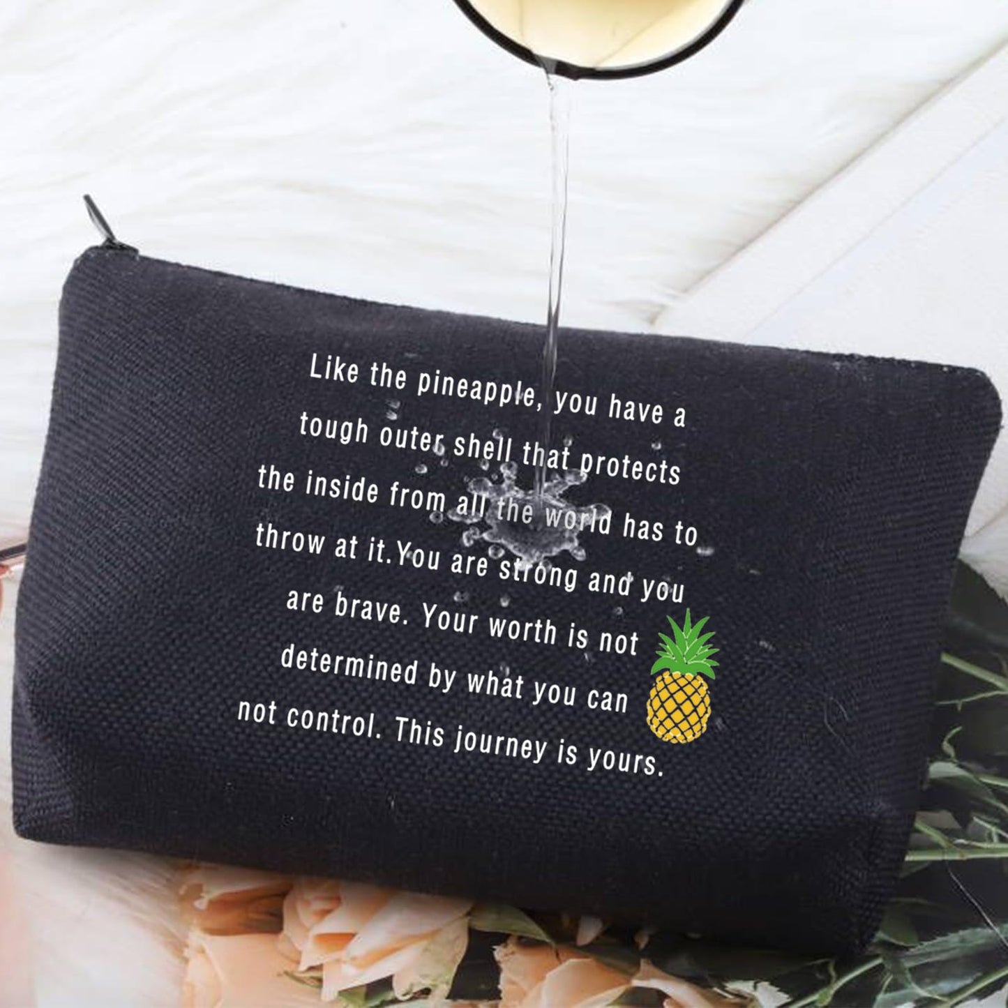 G2TUP Infertility Warrior IVF IUI Makeup Bag Medicine Bags Pineapple Pouch You are Strong and You are Brave (Infertility Pineapple Black Bag)