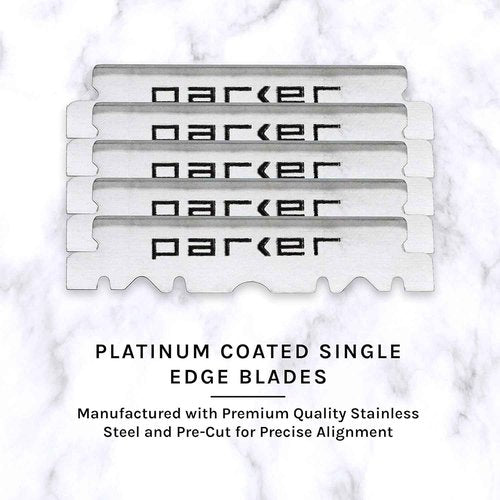 Parker SRRW Professional Shavette Razor - Rosewood Handle, Stainless Steel Arm & Clip Lock System for Secure Blade Fit, 5 Blades Included