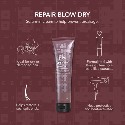 Bumble and bumble. Straight Blow Dry Heat Protective Hair Styling Cream | Anti Frizz| Curly, Wavy, Straight, 5 Fl Oz