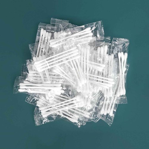 500 Pack Cotton Swabs, Individually Wrapped Cotton Swab, Individually Wrapped Double Tipped Paper Sticks for Ear, Make-up (500 Pack(4pcs per Bag))