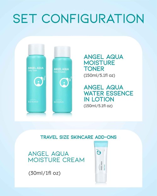 BEYOND Moisture Skincare Set (11.2fl oz , 3-Piece Set) - Vegan Formula Korean Skin Care for Dry & Rough Skin. Toner & Emulsion. Hyaluronic Acid, Cica, Pantenol