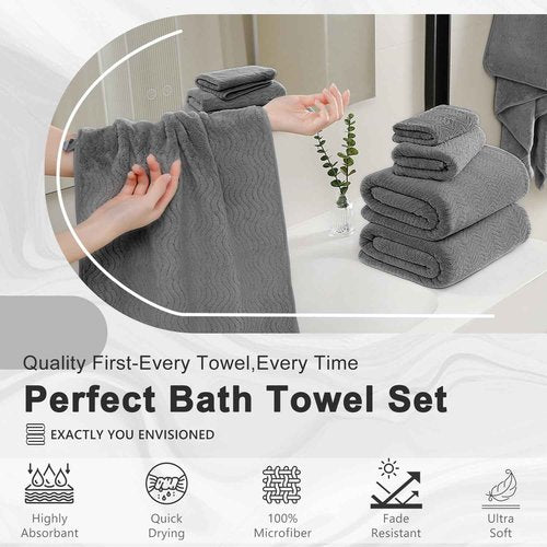4 Pack Washcloths Set 13"x13",Grey Towel Set for Bathroom,Highly Absorbent & Quick Dry Premium Towel for Daily Use,Soft Microfiber Multipurpose Washcloths Towel Set for Hotel, Spa,Shower,Gym