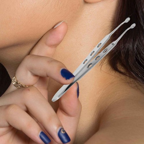 Stainless Steel Meibomian Gland Expressor Professional Eyelid Massage Tweezers Eyelid Tip for Dry Eyes, Round Tip