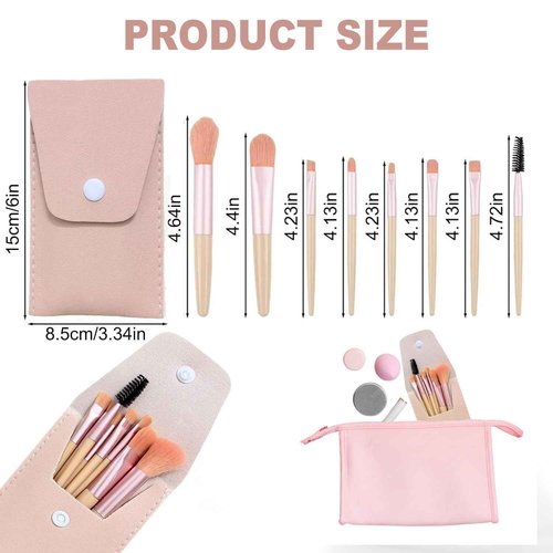 20 Sets Travel Makeup Brush Set Bulk Brushes Bag Mini Face Make up Brushes Brushes Bag for Makeup Party Favors Wedding Bridal Shower Favors Bridesmaid Gift Bachelorette Party Gift (Ivory Beige)