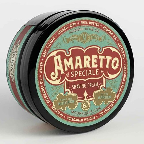 Moon Soaps Amaretto Speciale – Luxury Tallow Shaving Cream with Almond & Dark Cherry Aroma, 6 oz