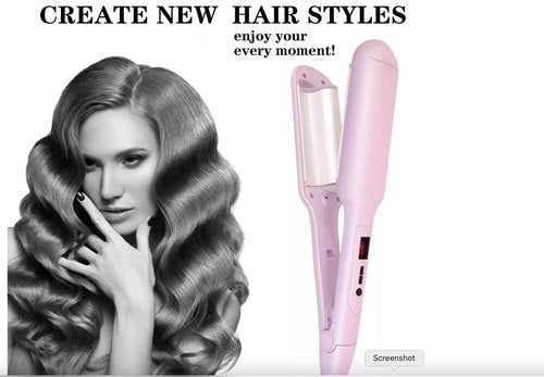 Deep Hair Waver, Crimper for Curling Hair, Ceramic Heating Rod, Tames Frizzy Hair