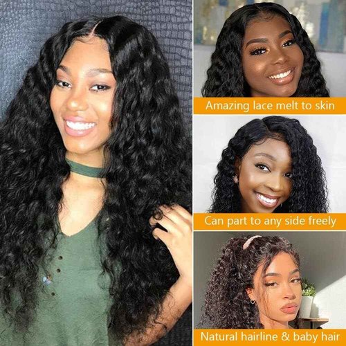QTHAIR 5x5 HD Lace Closure Invisible HD Lace Closure Deep Wave Pre-Plucked with Baby Hair 16A Grade Small Knot Free Part Transparent HD Lace Closure Deep Wabe Human Hair 16 Inch