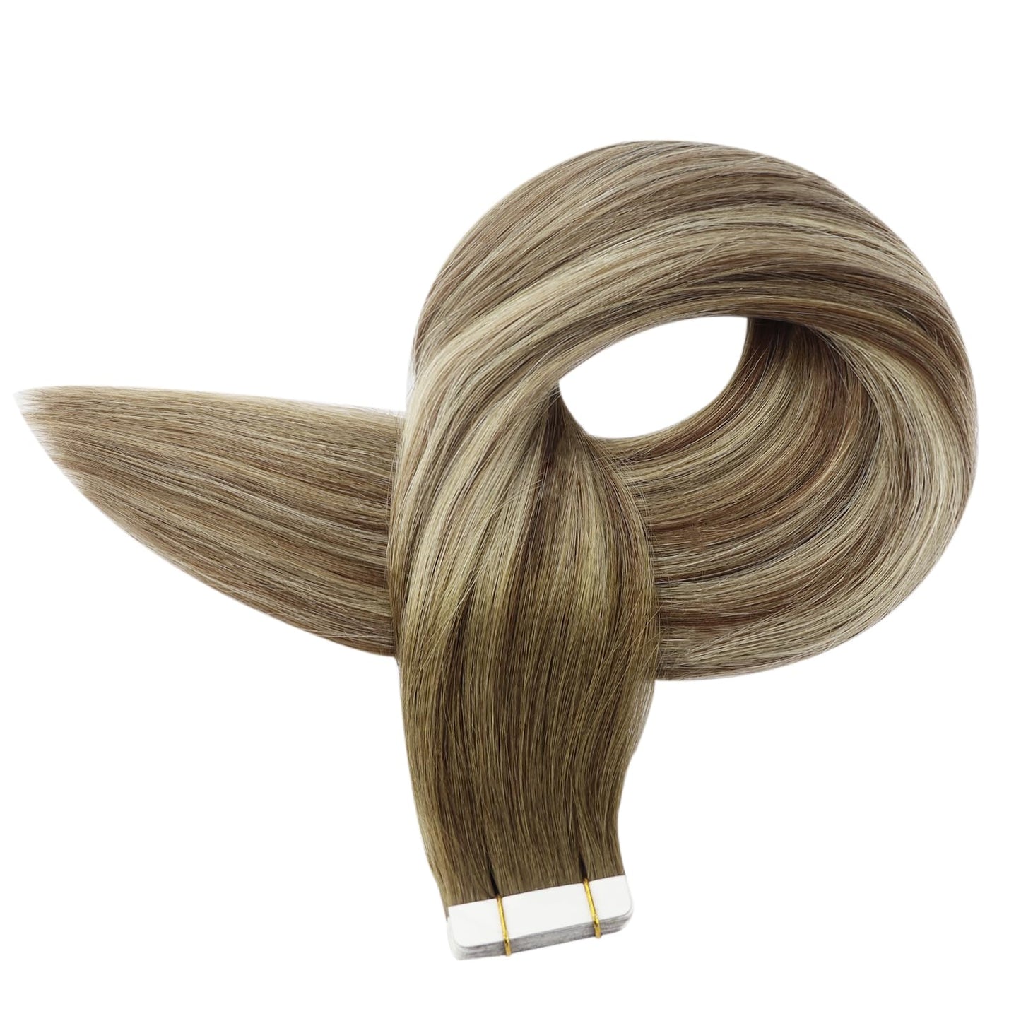 Full Shine Tape in Hair Extensions Human Hair 12 Inch Tape ins Human Hair Extensions Balayage Color 3/8/22 Dark Brown Fading To Brown and Blonde Hair Extensions Real Human Hair 20Pcs 30G Remy hair