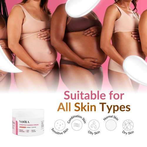 Nasola Stretch Mark Cream for Pregnancy, Eliminate and Prevent Deep Stretch Marks, Moisturizer Belly Cream for Pregnancy and Scars Removal With Enriched Collagen and Ceramide, 4.23 Oz