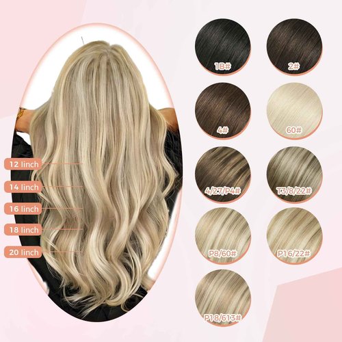 MEI YUAN LIN Clip In Hair Extensions Real Human Hair #18p613 Ash Blonde Mix Bleach Blonde Highlights Remy Hair Extensions Clip In 16 Inch 5 Pcs 80 G