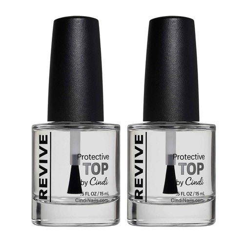 Cindi Nails UV Protecting Fast Drying Top Coat Duo – 2 Pack High Gloss Chip-Resistant Finish – No Light Curing, 7-Free, Non-Toxic, Safe for Kids and Cancer Patients
