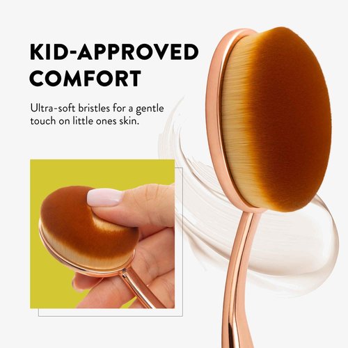 Mothercould Premium Sunscreen Brush Set – Kids & Baby Sunblock Applicator with Metal Handles, Travel Bag, 2 Brushes, 2 Caps, & Cleaning Mat – Rose Gold – Mess-Free Sun Care (2 Pack) (Rose Gold)