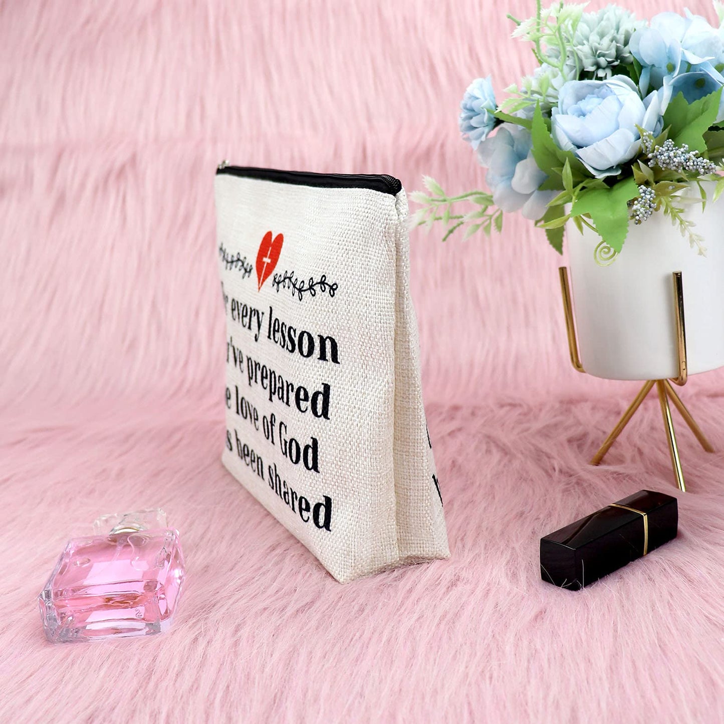 Sunday School Teacher Gift Makeup Bag Religious Gift for Women Teacher Appreciation Gift Cosmetic Bag Christian Gift for Her Funny Birthday Gift Thanksgiving Graduation Gift Travel Cosmetic Pouch