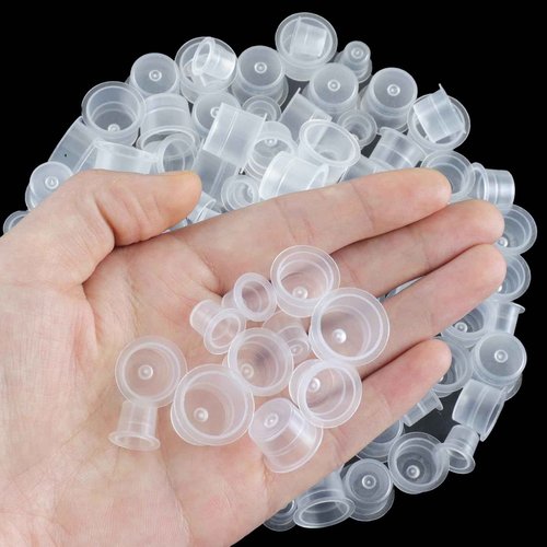 300 Pieces Tattoo Ink Caps,Tattoo Cups,Pigment Cups,Makeup Container Cap - 100 Small,100 Medium,100 Large - for Ink,Paints,Glues