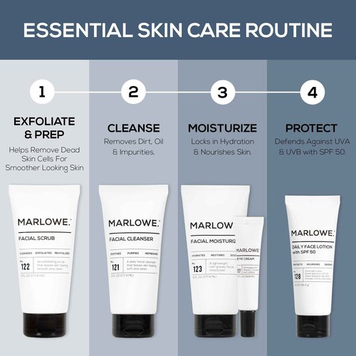 MARLOWE. No.123 Men’s Facial Moisturizer, Lightweight Daily Lotion with Aloe Vera & Green Tea for Soft, Hydrated Skin, Fresh Aloe Citron Scent, Holiday Grooming Gift for Men, 6 fl oz