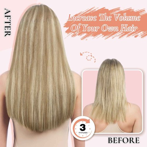 MEI YUAN LIN Clip In Hair Extensions Real Human Hair #18p613 Ash Blonde Mix Bleach Blonde Highlights Remy Hair Extensions Clip In 16 Inch 5 Pcs 80 G